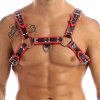 Postroj Slave4master Chest Harness čierno-červený, pánsky postroj z umelej kože