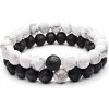 BudNej náramky pre páry YIN a YANG z howlitu a lávových kameňov MN3008