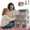 VEĽKÝ DOMČEK PRE BÁBIKY 83 cm, POSCHODOVÝ DREVENÝ S NÁBYTKOM, POSTAVIČKAMI, BÁBIKAMI A SCHODMI