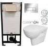 DEANTE Podstavný rám, pre závesné WC misy + SLIM tlačidlo chrom + WC CERSANIT CLEANON PARVA + SEDADLO CST_WC01 051P PA1