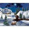 Zuty – Maľovanie Podľa Čísel – Medveď Pri Rieke, Chata A Mesiac (D. Rusty Rust), 40 × 50 cm, Plátno + Rám 8596530162650