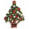 Brošňa s brúsenými kamienkami vianočný stromček - zelená (12 ks)