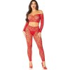 Leg avenue - crop top + stockings red one size