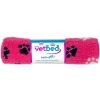 Vetbed protiskluz / Drybed růžová černé a bílé packy DELUXE 100 x 75 cm, vlas 30 mm