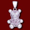 Silver.ag Prívesok zlatý, diamanty, ružové zafíry, medvedík P1065