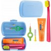 Curaprox Travel Set zubná kefka + CPS medzizubné kefky 2 ks + zubná pasta 10 ml darčeková sada, modrý
