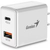 GENIUS nabíjačka PD-20AC, 20W, rýchle nabíjanie, USB-C PD3.0, USB-A QC3.0, biela