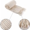 Kondela TEMPO-KONDELA TAVAU, pletená deka so strapcami, béžová/vzor, 150x200 cm 0000304153