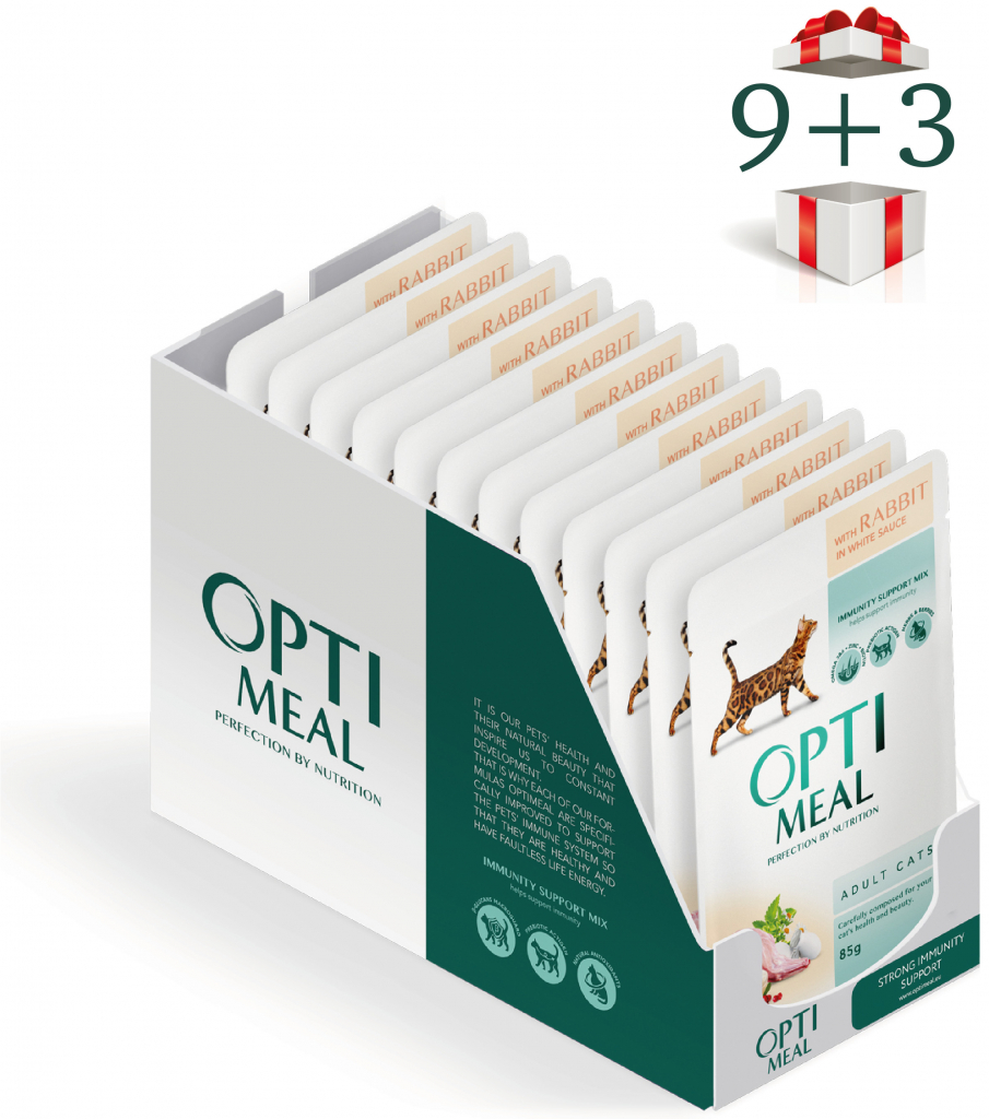 OPTIMEAL For adult cats with rabbit in white sauce 85 g