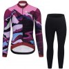 RIVANELLE Cyklistická zimná bunda a nohavice - SUNSET WINTER - viacfarebná/ružová/čierna