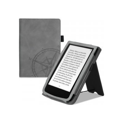 Flipové púzdro s dizajnom kompas kwmobile PocketBook Touch Lux 4 / Lux 5 / Touch HD 3 / Color (2020) šedá