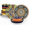 Vancasso Andalusia Fiesta – 18-dielna farebná porcelánová súprava tanierov s boho vzorom