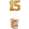 HeliumKing Balónový box - Narodeninové číslo 15 zlatý 86 cm