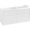 VILLEROY & BOCH Collaro závesná skrinka pod umývadlo na dosku (umývadlo vpravo), 4 zásuvky, s LED osvetlením, 1200 x 500 x 548 mm, Glossy White, C114B0DH