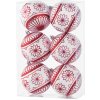 MagicHome Gule 6 ks 8 cm červeno biele s glitrami na vianočný stromček