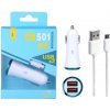 Aligator nab. do auta PLUS microUSB, 5V/2,1A modrá 21302015 - Nabíječka do auta PLUS s microUSB kabelem, 2x USB výstup, 2,4A (CS501), modrá