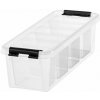 Úložný box, plastový, čierne úchytky, 4 priehradky, SMARTSTORE Classic 4, priehľadný