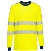 Portwest FR701 Nehorľavé reflexné tričko WX3 L, Reflexná žltá-Námornícka modrá