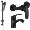 Sada batérií Mexen Fabia DB05 - umývadlová batéria + sprchová batéria so sprchou čierna