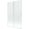 Mexen Velar L, 2-krídlová posuvná vaňová zástena 120 x 150 cm, 8mm číre sklo, biely profil, 896-120-003-01-20