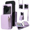 Multifunkčné peňaženkové puzdro Lanyard Zipper na Samsung Galaxy Z Flip 6 5G - Fialová