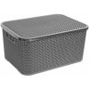 BRANQ Rattan L 27,8 x 38 cm grafitový - plastový úložný kôš s vekom
