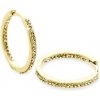 Strieborné pozlátené náušnice biele kruhy s kryštálmi Swarovski Elements Golden Shadow
