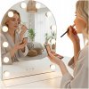 Stojace oválne zrkadlo s LED osvetlením Holidom, 50x40 cm, biele