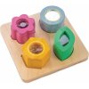 Drevené tvary s funkciami Visual Sensory Tray Tender Leaf Toys na podložke 4 druhy od 18 mes