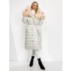 Ecru dámska dlhá prešívaná zimná bunda / kabát s kapucňou Bolf 5M3160