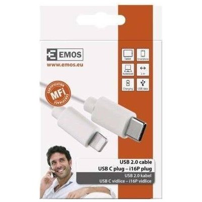 Emos SM7015W USB-C - Lightning 1m biely Kabel
