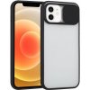 AppleKing polopriehľadný kryt s posuvnou krytkou šošovky fotoaparátu pre iPhone 12 - čierny - možnosť vrátiť tovar ZADARMO do 30tich dní