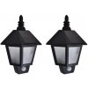 vidaXL Nástenné solárne svietidlá 2 ks čierne so snímačom pohybu