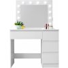 Aga Toaletný stolík so zrkadlom, osvetlením a el.zásuvkou MRDT05-GW-S Lesklý biely