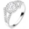 Šperky eshop - Strieborný 925 prsteň, rozvetvené ramená, okrúhly kameň s lemom K4.2 - Veľkosť: 53 mm