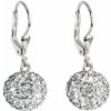 Evolution Group strieborné náušnice visiace s kryštálmi Swarovski biele okrúhle 31109.1