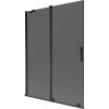 Mexen Velar, 2-krídlová posuvná vaňová zástena 130 x 150 cm, 8mm šedé sklo, čierna matná, 896-130-000-41-70