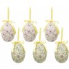 Clayre & Eef 6ks dekorácie závesné vajíčko s kvetmi Spring Egg - Ø 7*10 cm
