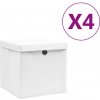 Úložné boxy s vekom 4 ks, 28x28x28 cm, biele-ForU-325208