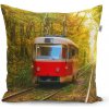 Sablio Vankúš Červená električka v lese - 60x60 cm