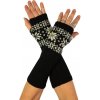 Snow flake pletené návleky na ruky s kamienkami čierna