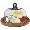 Prkénko na sýr se skleněným poklopem akácie 30 cm - Zassenhaus (Skleněný poklop na sýr se dřevěným prkénkem akazie 30 cm - Zassenhaus)