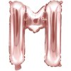 PartyDeco Fóliový balón Mini - Písmeno M 35 cm ružovo-zlatý