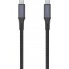 Dlhý nabíjací a dátový opletený kábel FIXED s konektormi USB-C/USB-C, PD 3.1, 2 m, USB4gen2 20Gbps, 4K60Hz, 240W, sivá