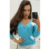 Dámsky sveter na gombíky modrý so srdiečkami , ZVOĽTE VEĽKOSŤ OBLEČENIA UNI ( S, M , L )