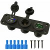 Montážny zapaľovač 12V s dvomi USB 5V portami a vstavaným voltmetrom (Praktický montážny panel do vozidiel s 12 V zásuvkou, USB nabíjaním a voltmetrom)