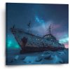 Sablio Obraz Vrak lode pri polárnej žiare - 50x50 cm