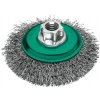 Šikmá kefa 100x10 mm Milwaukee pre uhlovú brúsku s vlnitým nerezovým drôtom INOX 0,35 mm, upnutie M14, 4932501749