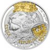 Česká mincovna strieborná minca minca Český lev 2025 Pozlátené 1 Oz