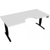 Hobis Pracovný stôl Motion Ergo, PO, 3S, 180x61-128x90 cm, biela/čierna